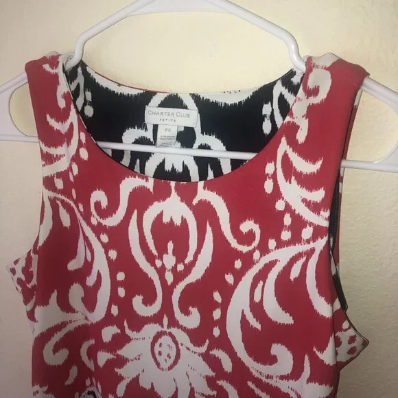 🌞 Charter Club Petite Small PS Dress Women Red Black - Picture 2 of 4